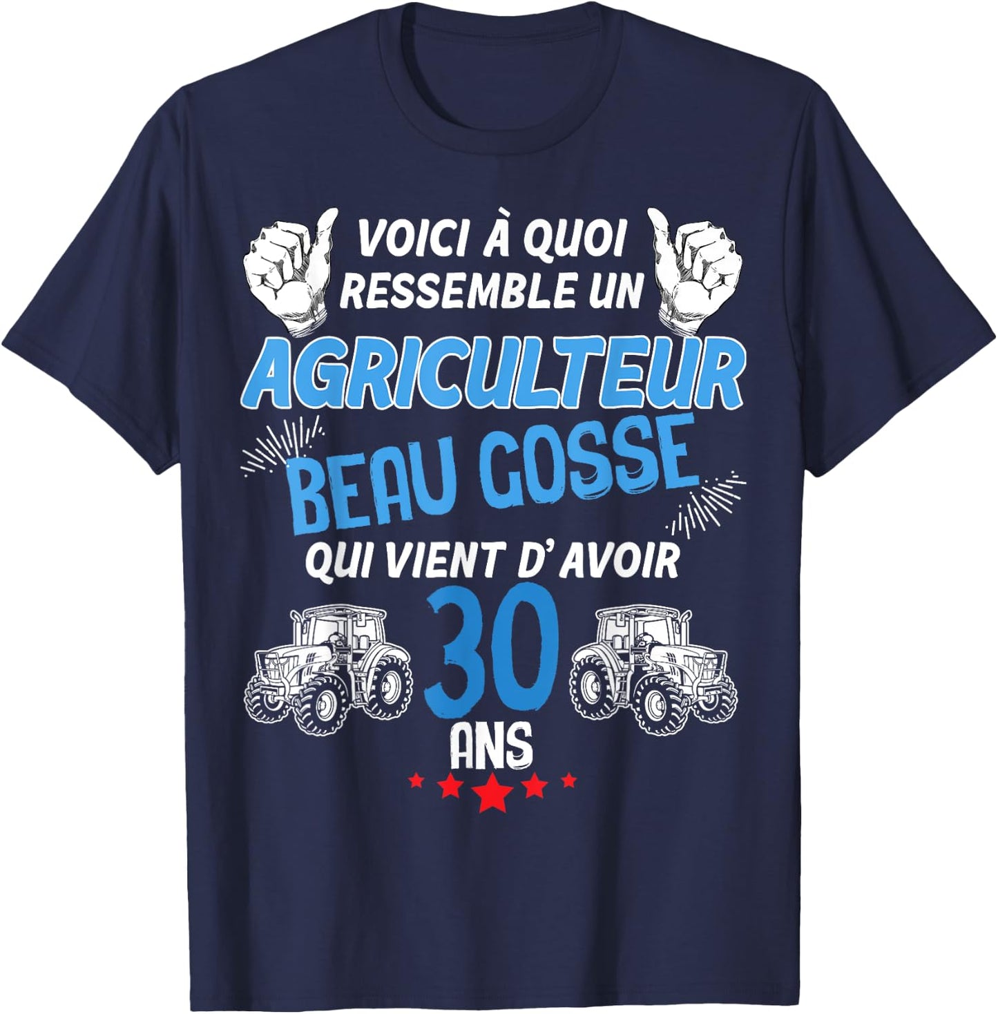 Man 30 Years Birthday My Farmer Beau Gosse , Black, S T-Shirt - T-Shirt | Navy