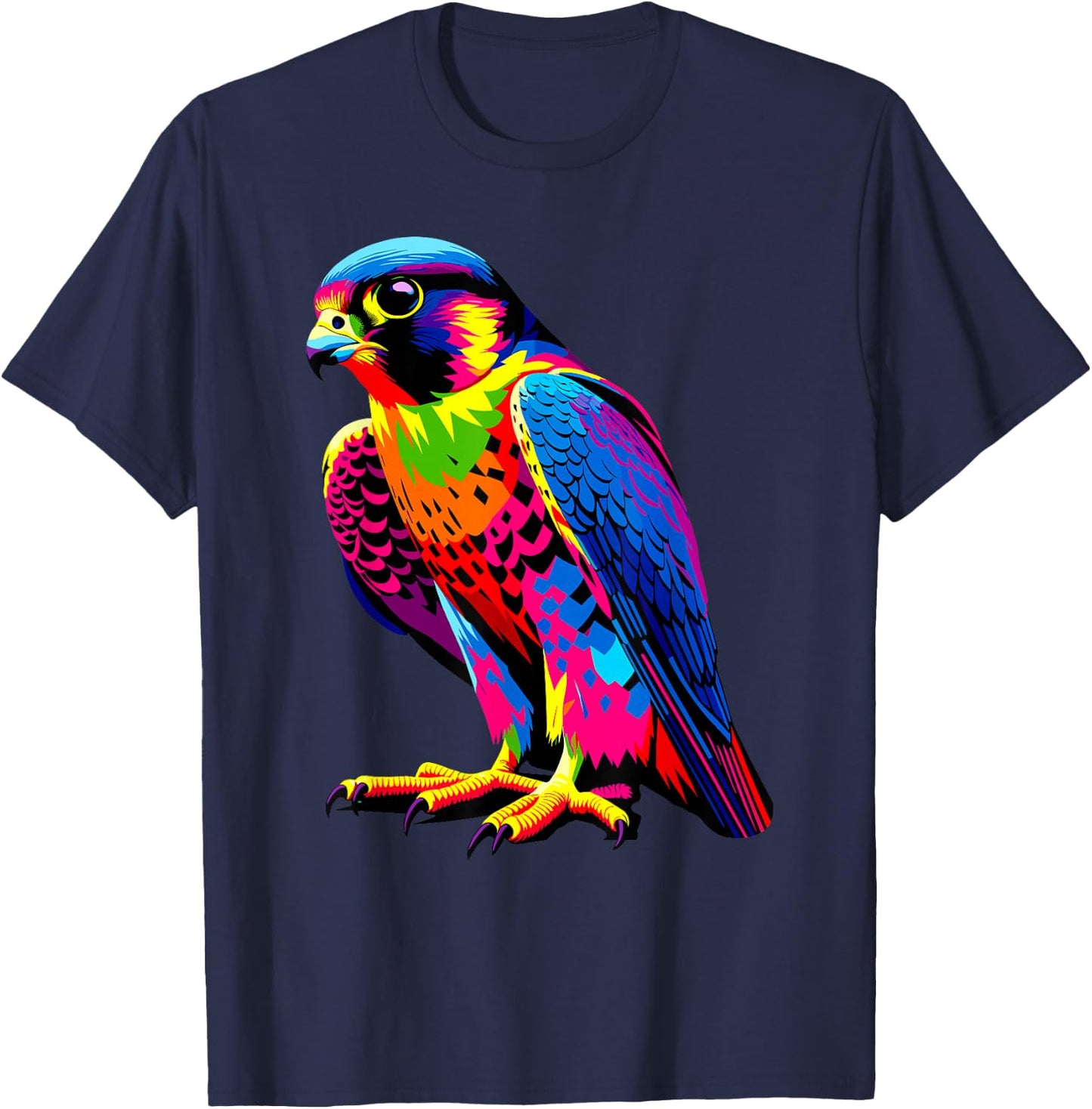 Colorful Pop Art Peregrine Falcon Peregrines T-Shirt - T-Shirt | Navy