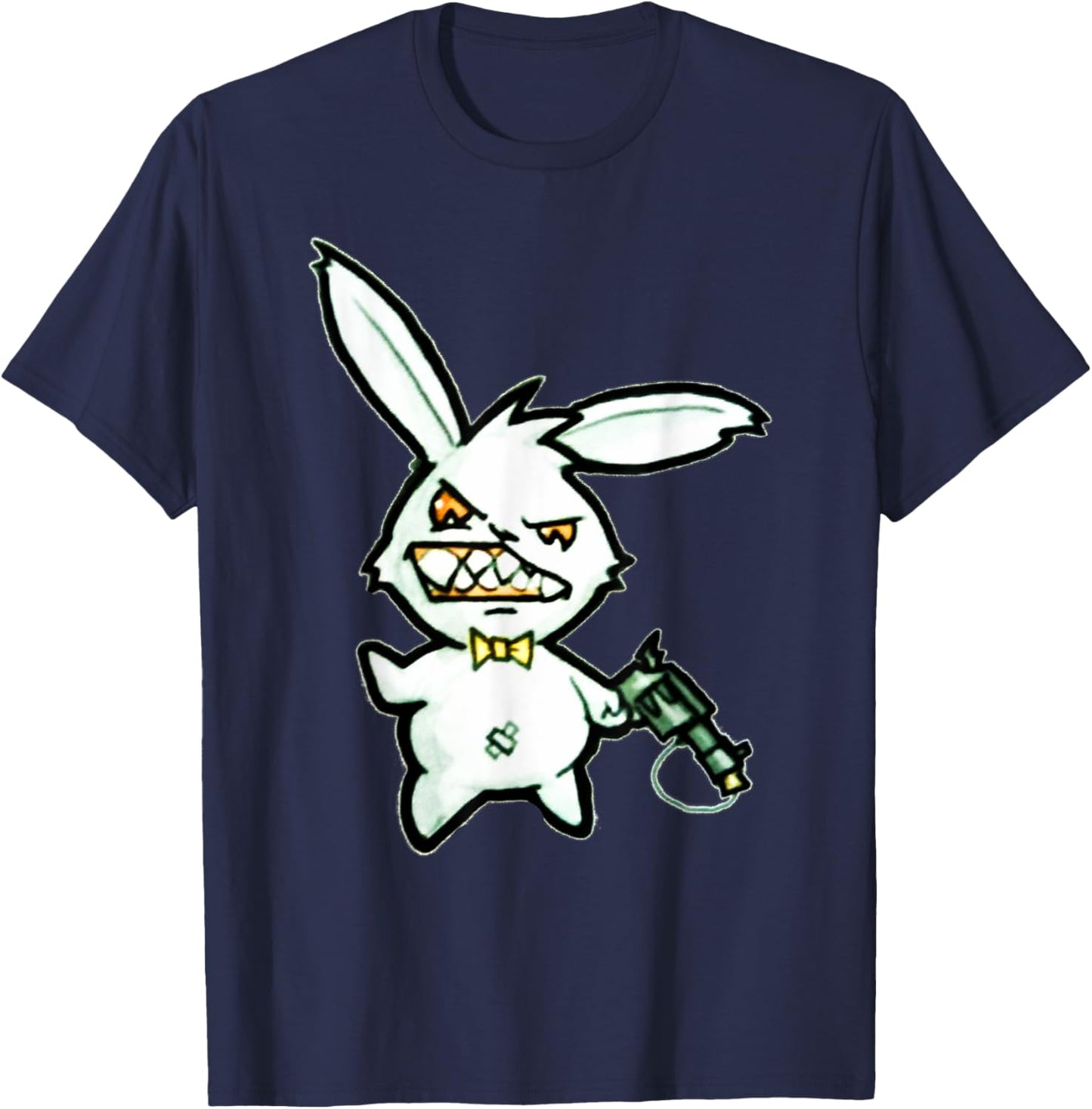 Crazy Loaded Pistol Psycho Bunny Shirt - Cartoon T-Shirt - T-Shirt | Navy