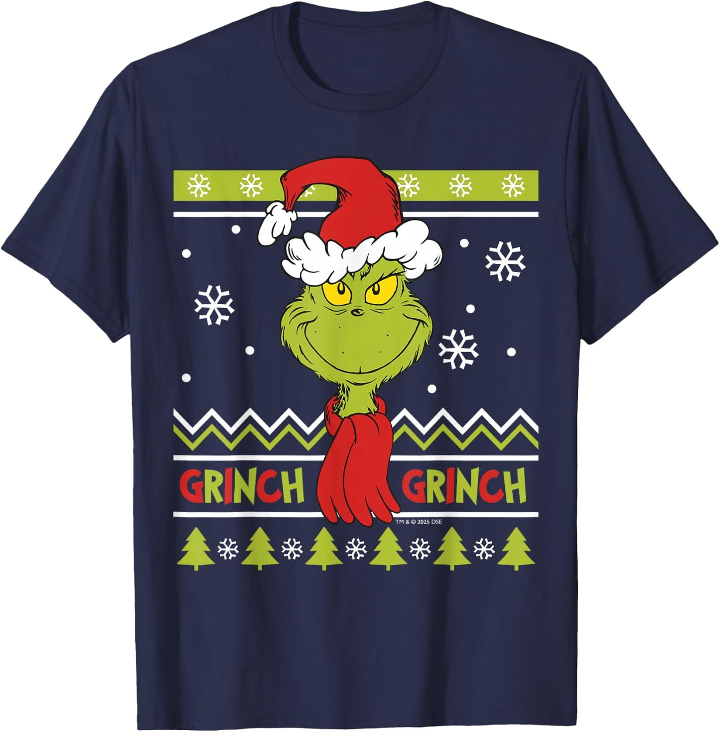 Grinch - Grinch with Scarf T-Shirt - T-Shirt | Navy