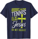Funny Tennis Player Racket Jesus Faith Christian Tennis In T-Shirt - T-Shirt | Navy