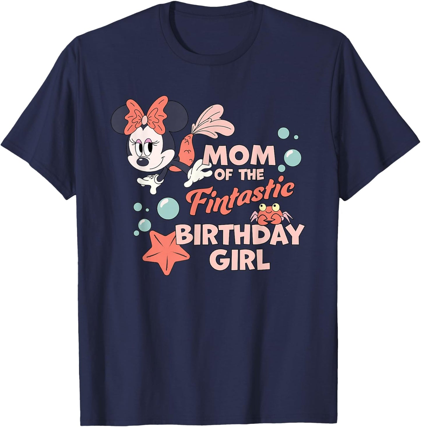 Disney Minnie Mouse Mermaid Mom of The Birthday Girl T-Shirt - T-Shirt | Navy