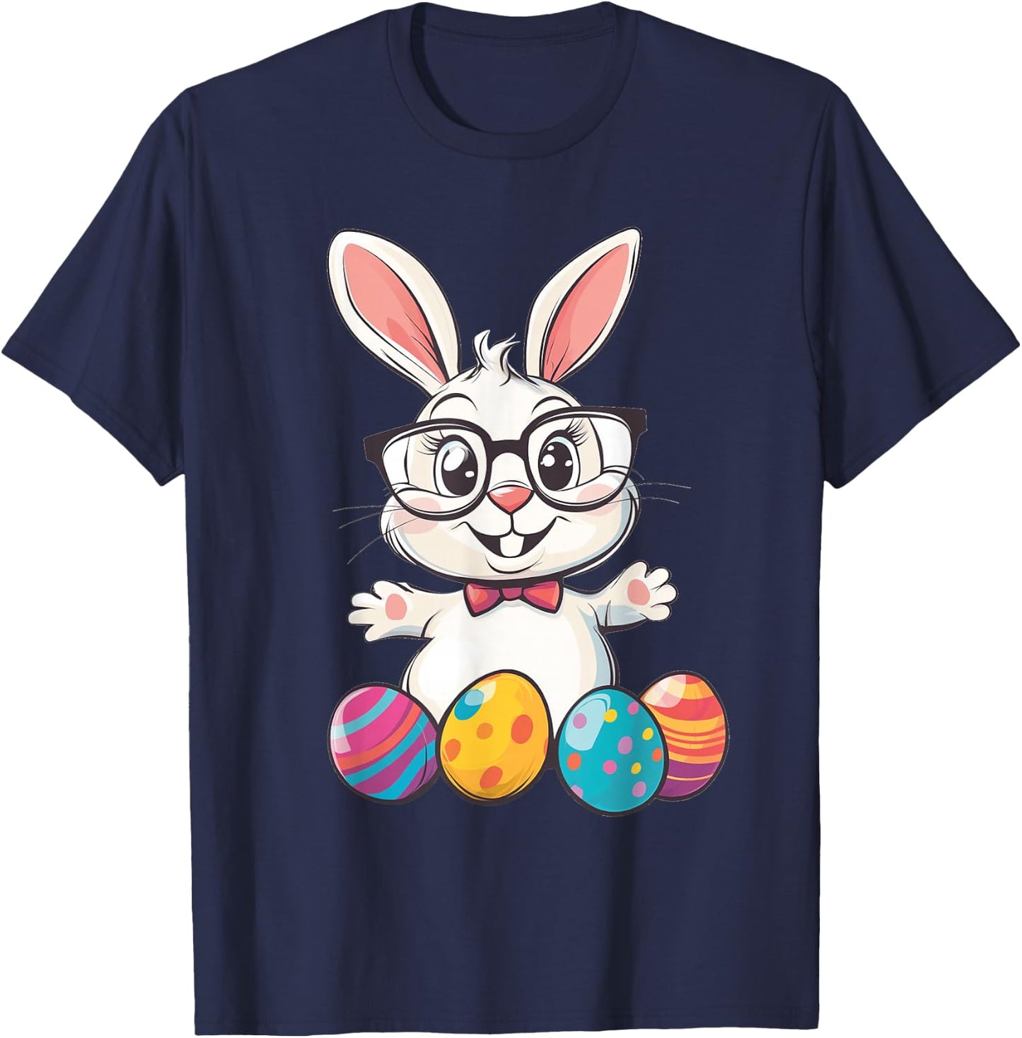 Easter Bunny Rabbit Graphic T-Shirt - T-Shirt | Navy