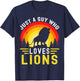 Just A Guy Who Loves Lions Retro Vintage Lion T-Shirt - T-Shirt | Navy