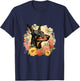 Doberman Pinscher Dog With Flowers Vintage Floral Border T-Shirt - T-Shirt | Navy