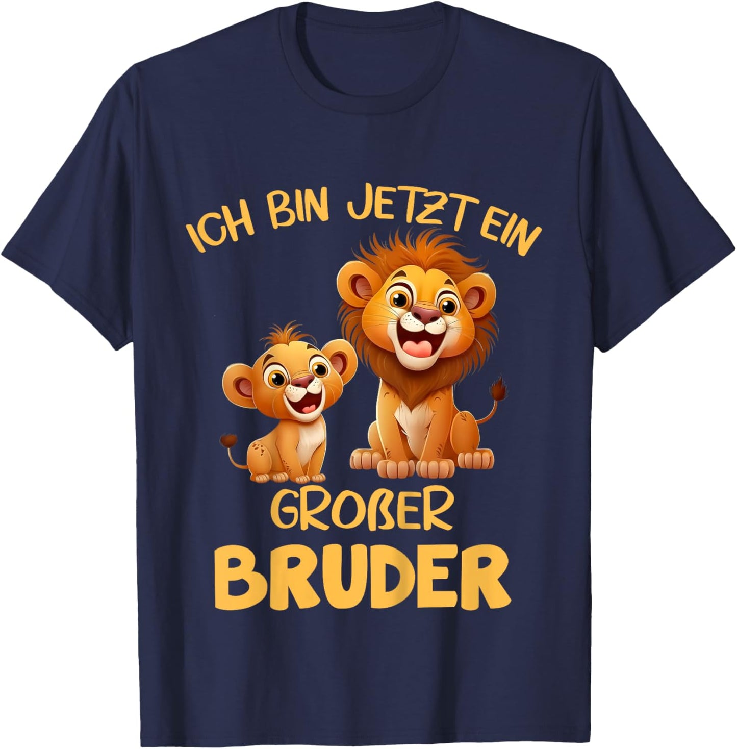 Children's with German Text "Ich bin jetzt ein großer Bruder Löwen" Motif, black T-Shirt - T-Shirt | Navy