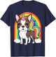 Cute Boston Terrier Unicorn Rainbow T-Shirt - T-Shirt | Navy