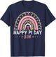 Happy Pi Day Spiral Pi Math Teacher 3.14 Leopard Rainbow T-Shirt - T-Shirt | Navy