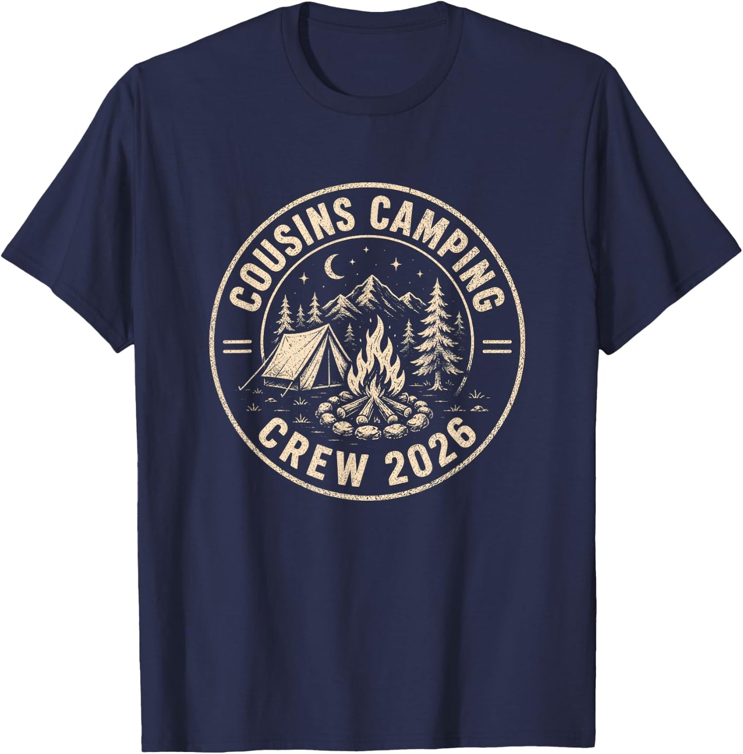 Cousins Camping Crew 2026 Summer Camp Men Women Boys Girls T-Shirt - T-Shirt | Navy