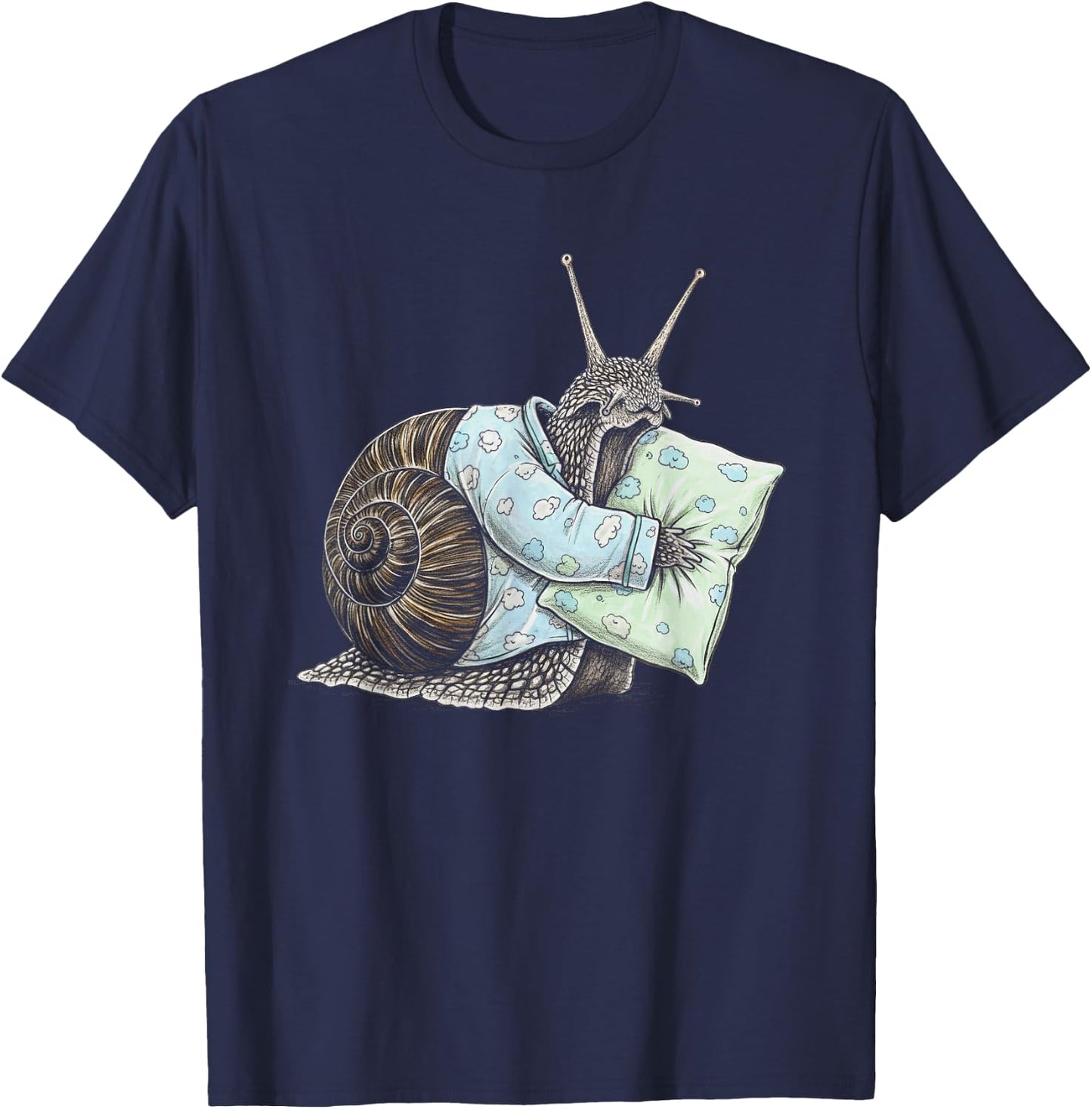 Funny Sleepy Snail Pajama Women Men Kids Boys And Girls T-Shirt - T-Shirt | Navy