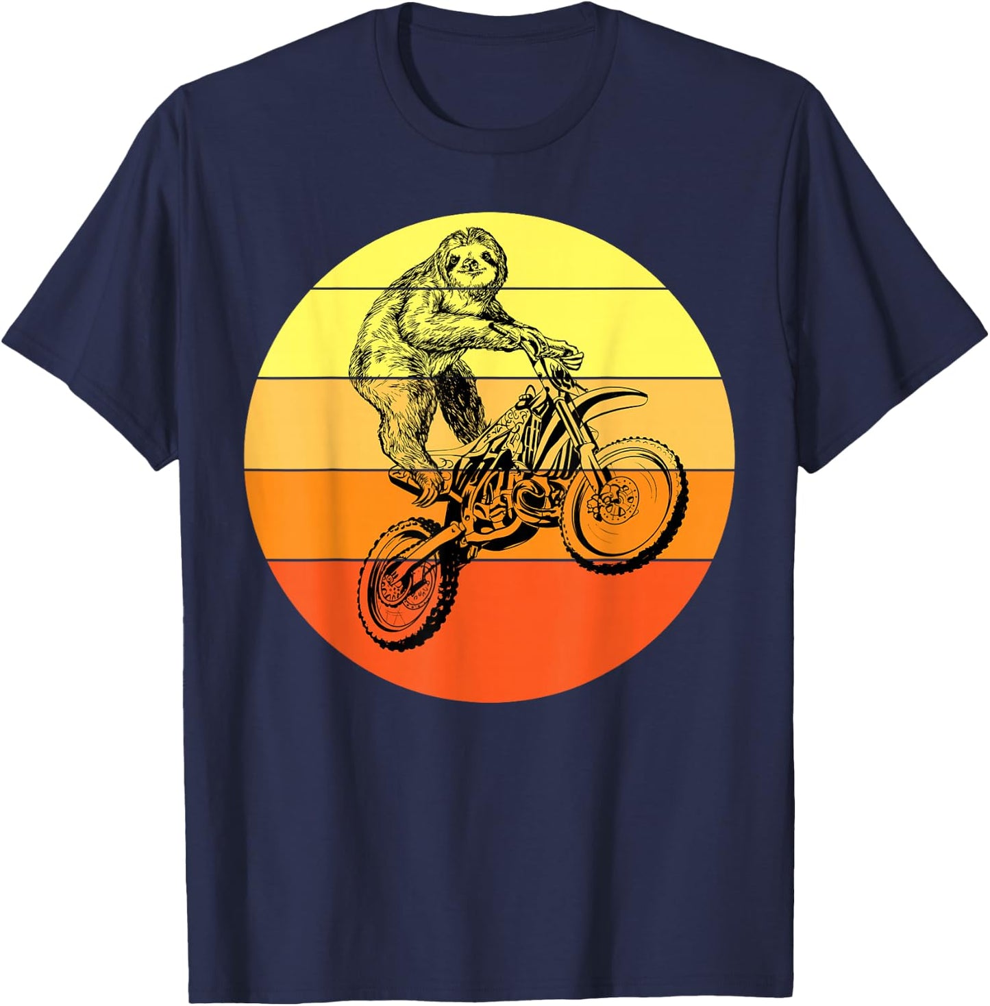 Cool sloth riding Motocross Dirt Bike Enduro Motorcycle T-Shirt - T-Shirt | Navy