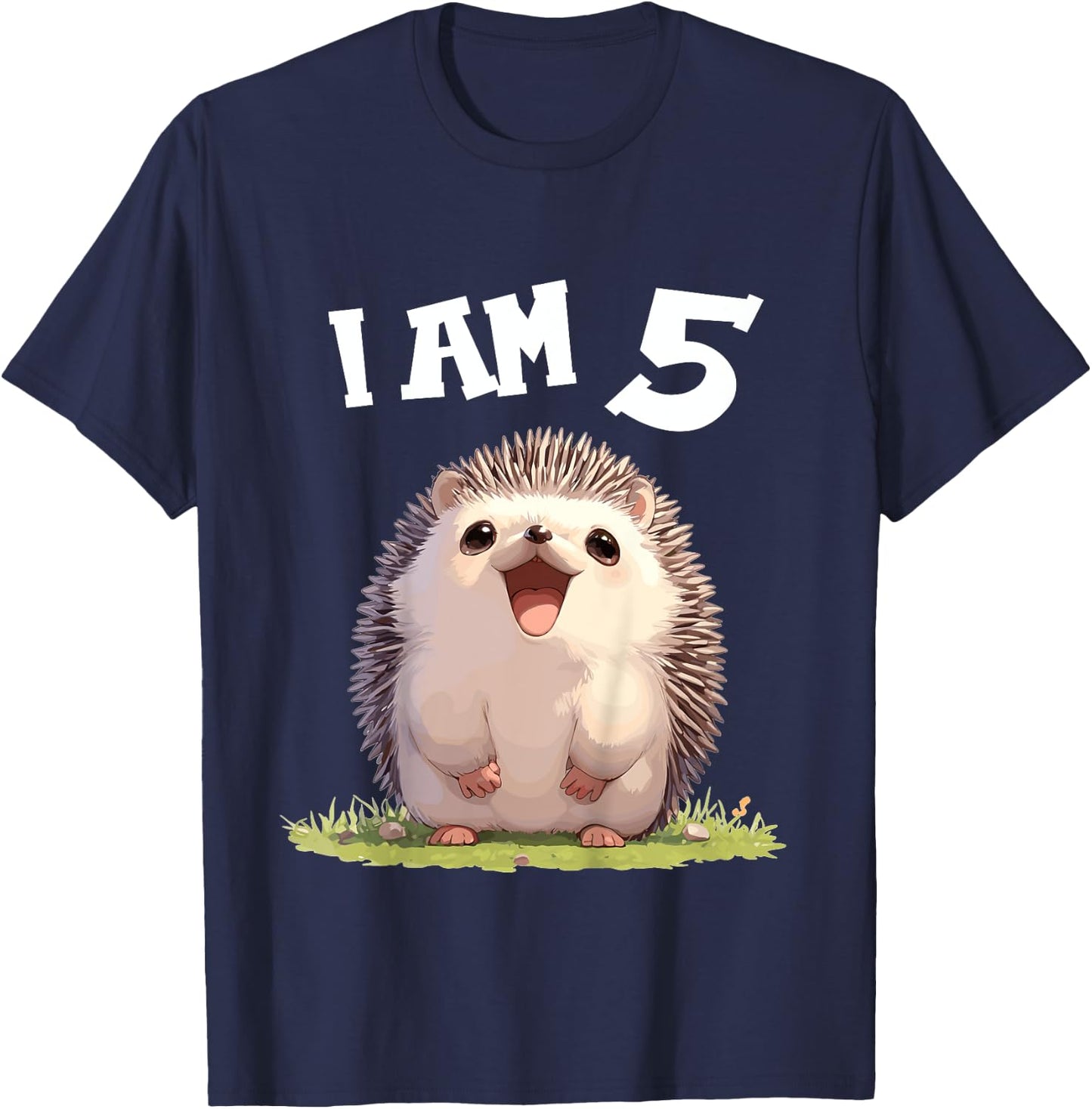 Kids 5 Years old 5 birthday Hedgehogs Boy Girl Hedgehog T-Shirt - T-Shirt | Navy