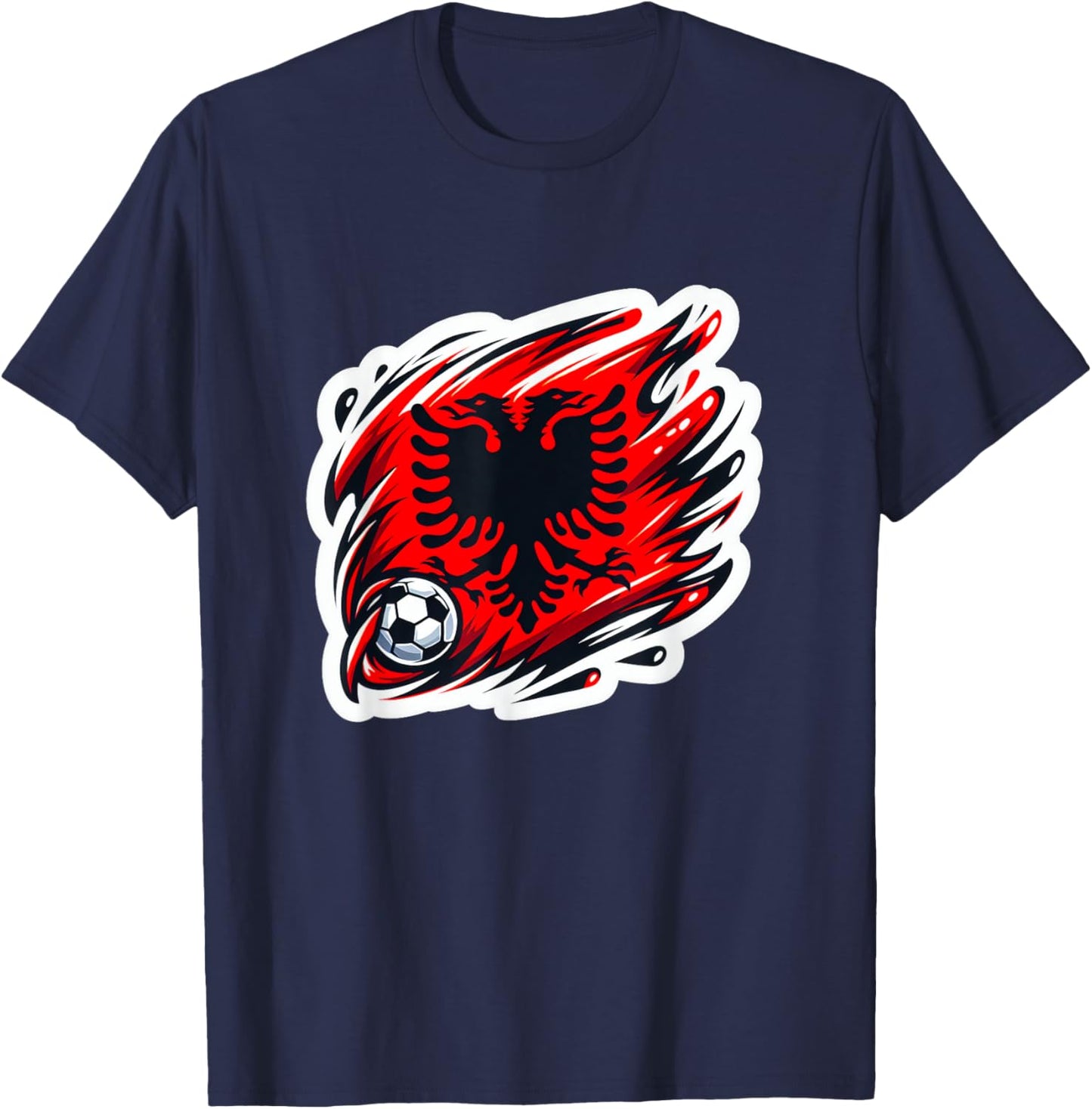 Leistungsstarke patriotische albanische Flagge Albanien Fan T-Shirt - T-Shirt | Navy