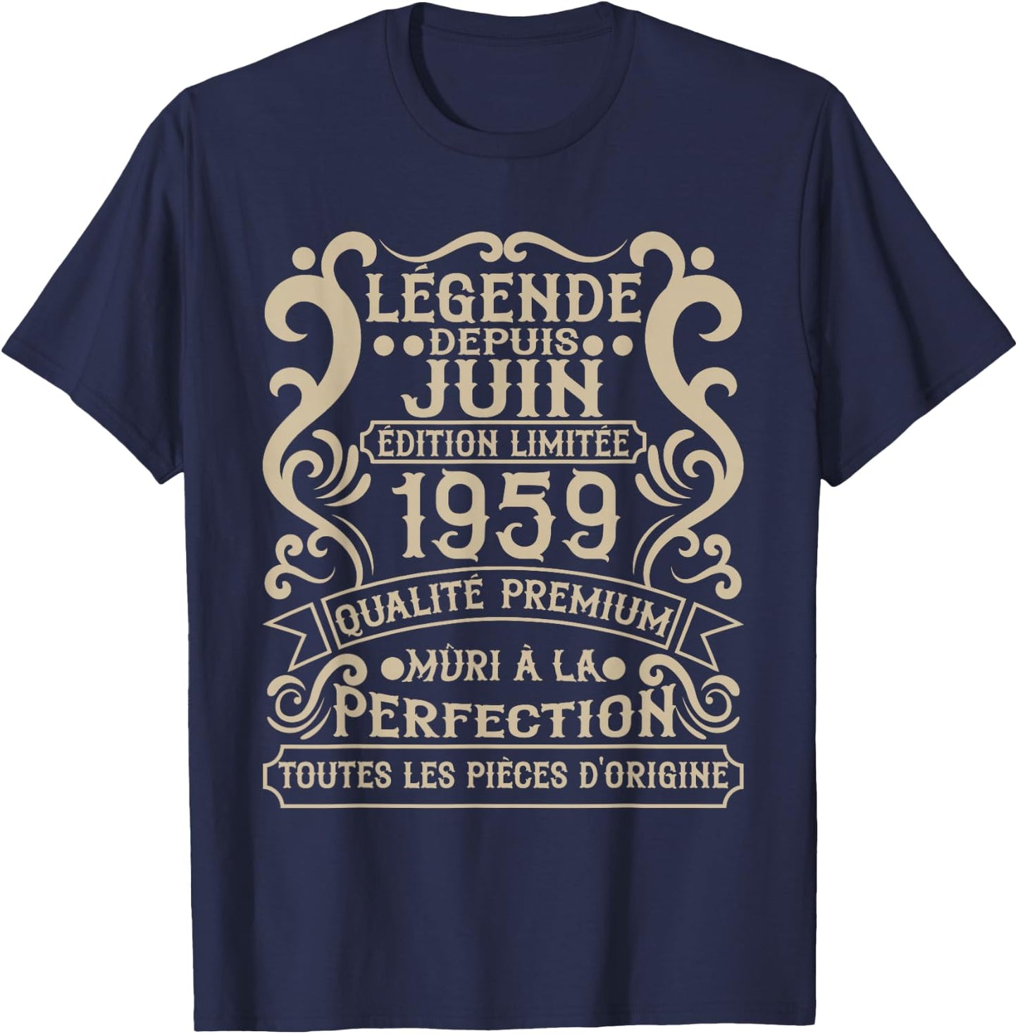 June 1959 - 66 Years Anniversary Gift Vintage 1959 T-Shirt - T-Shirt | Navy