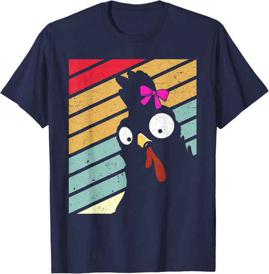 Funny Chicken Women Retro Chicken Farmer Girls T-Shirt - T-Shirt | Navy