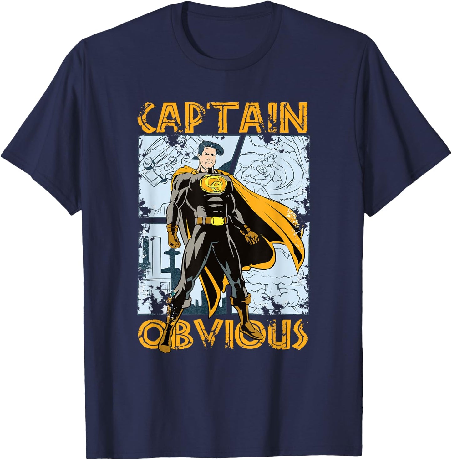 Captain Obvious Funny Sarcastic Graphic Novelty Superhero T-Shirt - T-Shirt | Navy