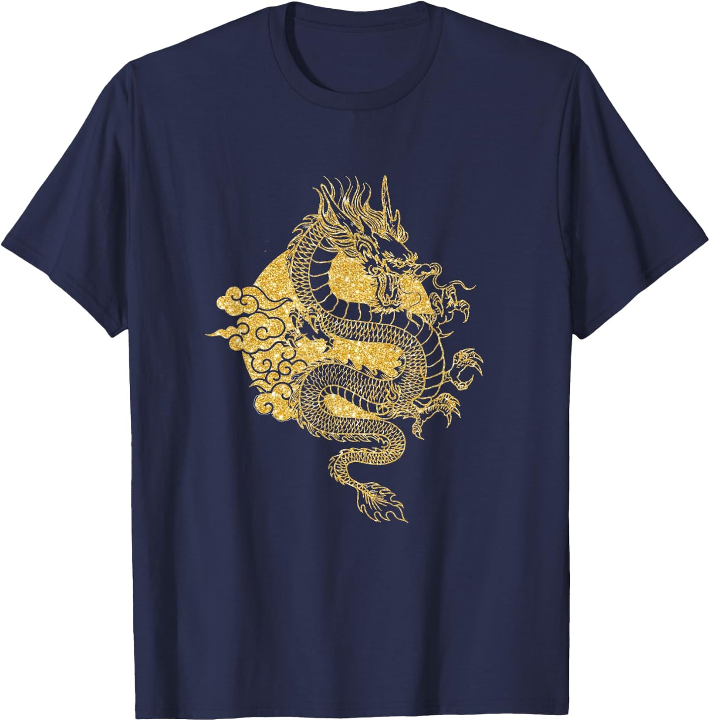 Chinesischer goldener Drache T-Shirt - T-Shirt | Navy