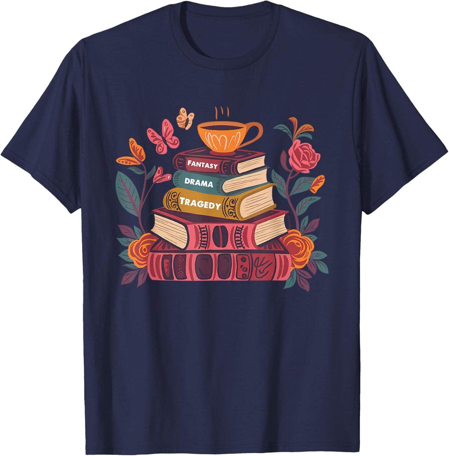 Retro Subtle Book Fantasy Drama Tragedy Funny Bookish Reader T-Shirt - T-Shirt | Navy