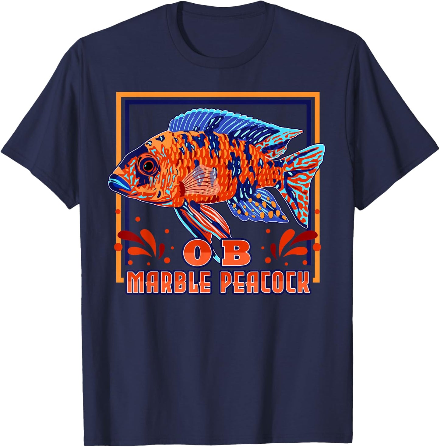 OB Peacock Cichlid Malawi Cichlid Aquarium Fish T-Shirt - T-Shirt | Navy