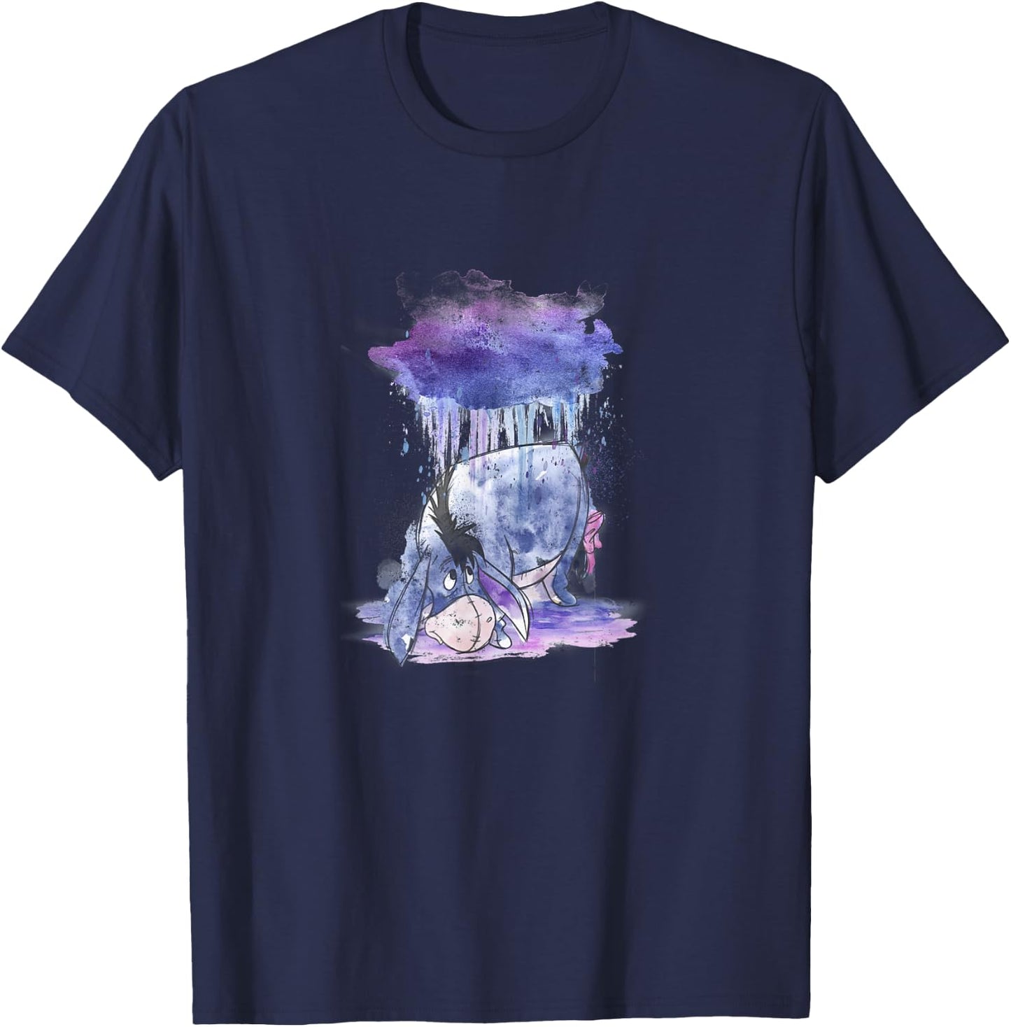 Disney Winnie The Pooh Eeyore Watercolor Rain Cloud , Black, S T-Shirt - T-Shirt | Navy