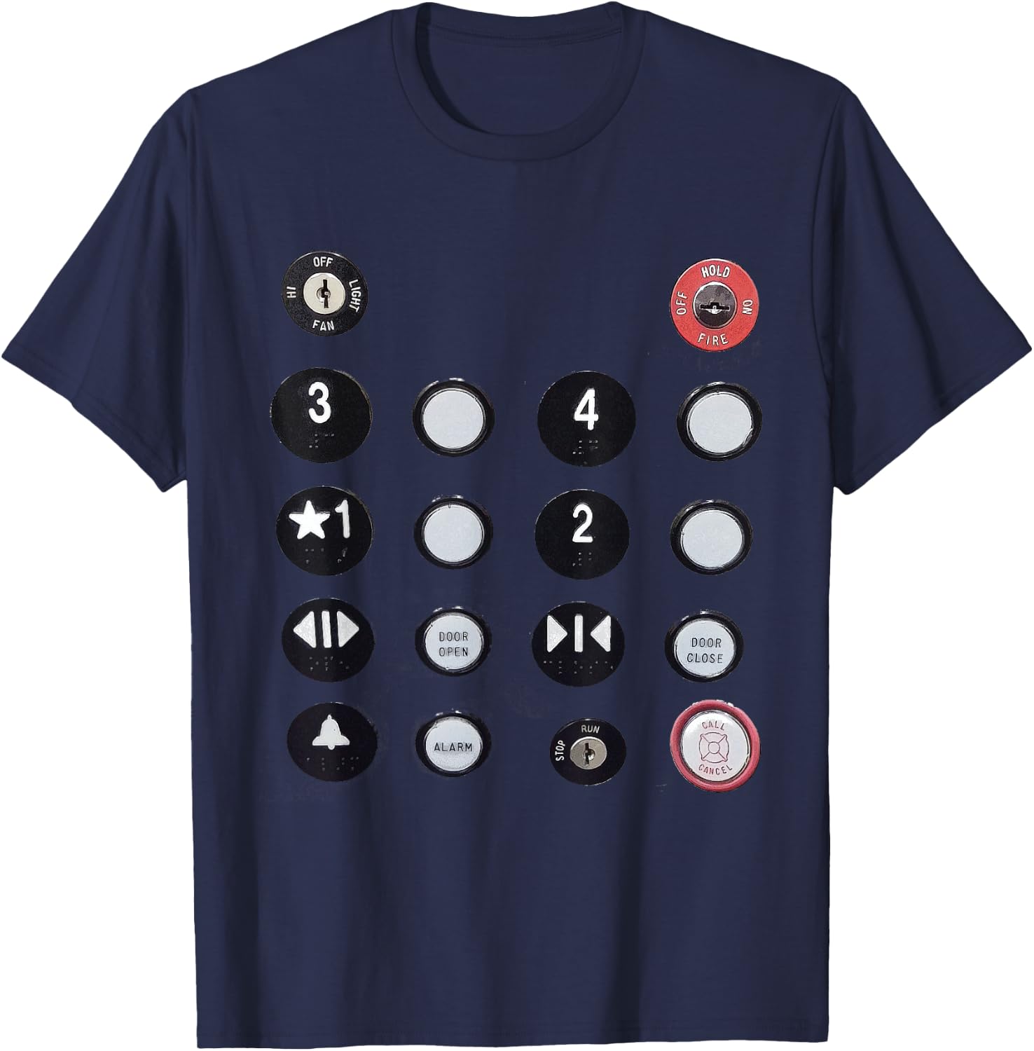 Funny - Elevator Button T-Shirt - T-Shirt | Navy