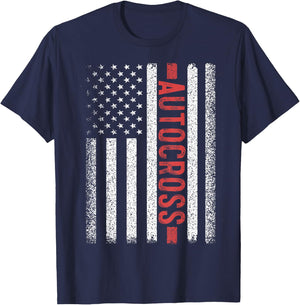 Autocross American Flag 4th of July Solo Auto-x T-Shirt - T-Shirt | Navy
