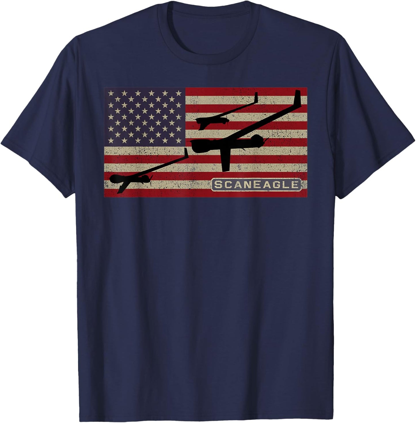 ScanEagle Military UAV Drone American Flag Women Kids Men T-Shirt - T-Shirt | Navy