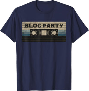Vintage Bloc Cassette Party Mix Tape Music 2000s Rock , Black, S T-Shirt - T-Shirt | Navy