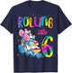 Rolling Into 6 years Let's Roll I'm Turning 6 Roller Skate T-Shirt - T-Shirt | Navy