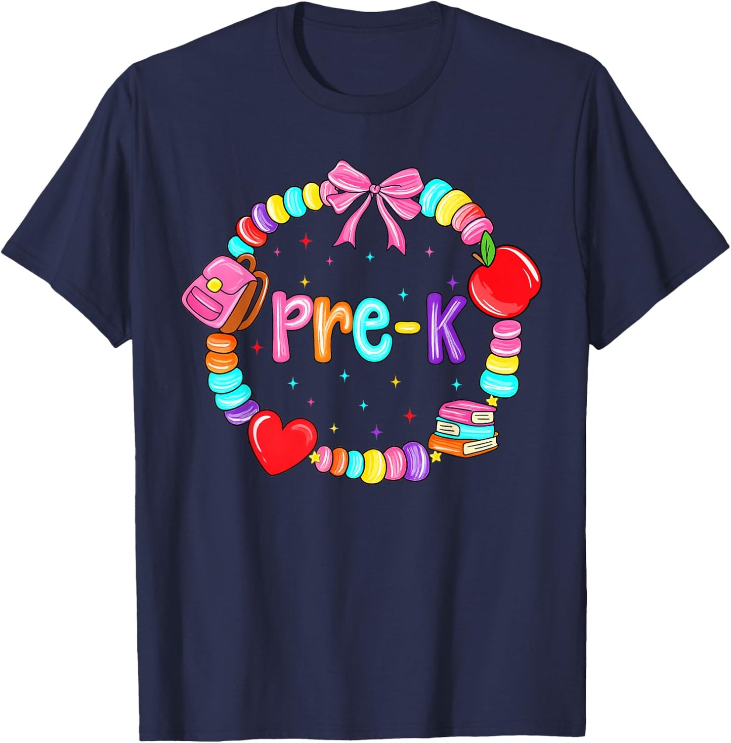 Pre K for Girls Preschool Teacher Back to School Kids T-Shirt - T-Shirt | Navy