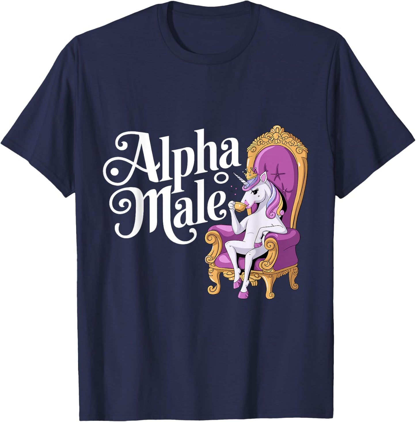 Unicorn Male Alpha Rainbow , Black, S T-Shirt - T-Shirt | Navy
