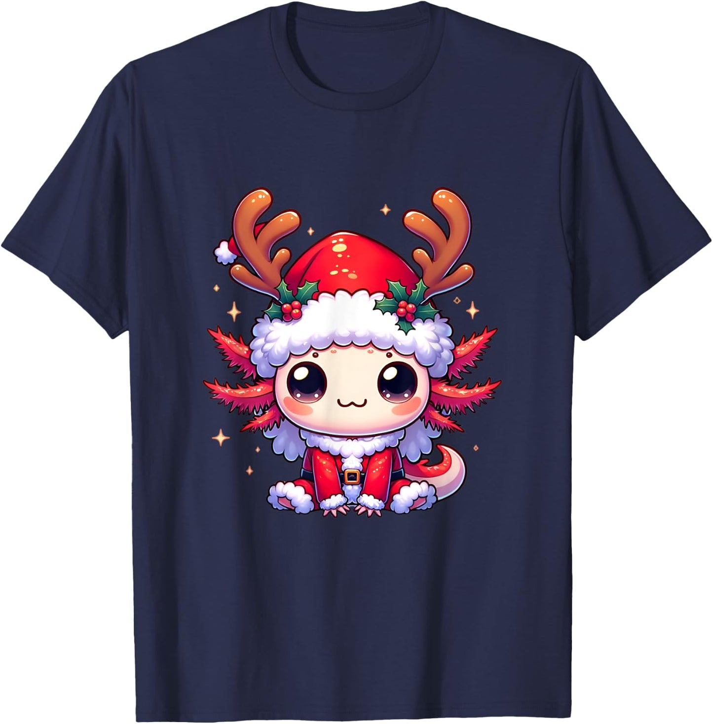 Santa axolotl Funny cute xmas funny christmas T-Shirt - T-Shirt | Navy