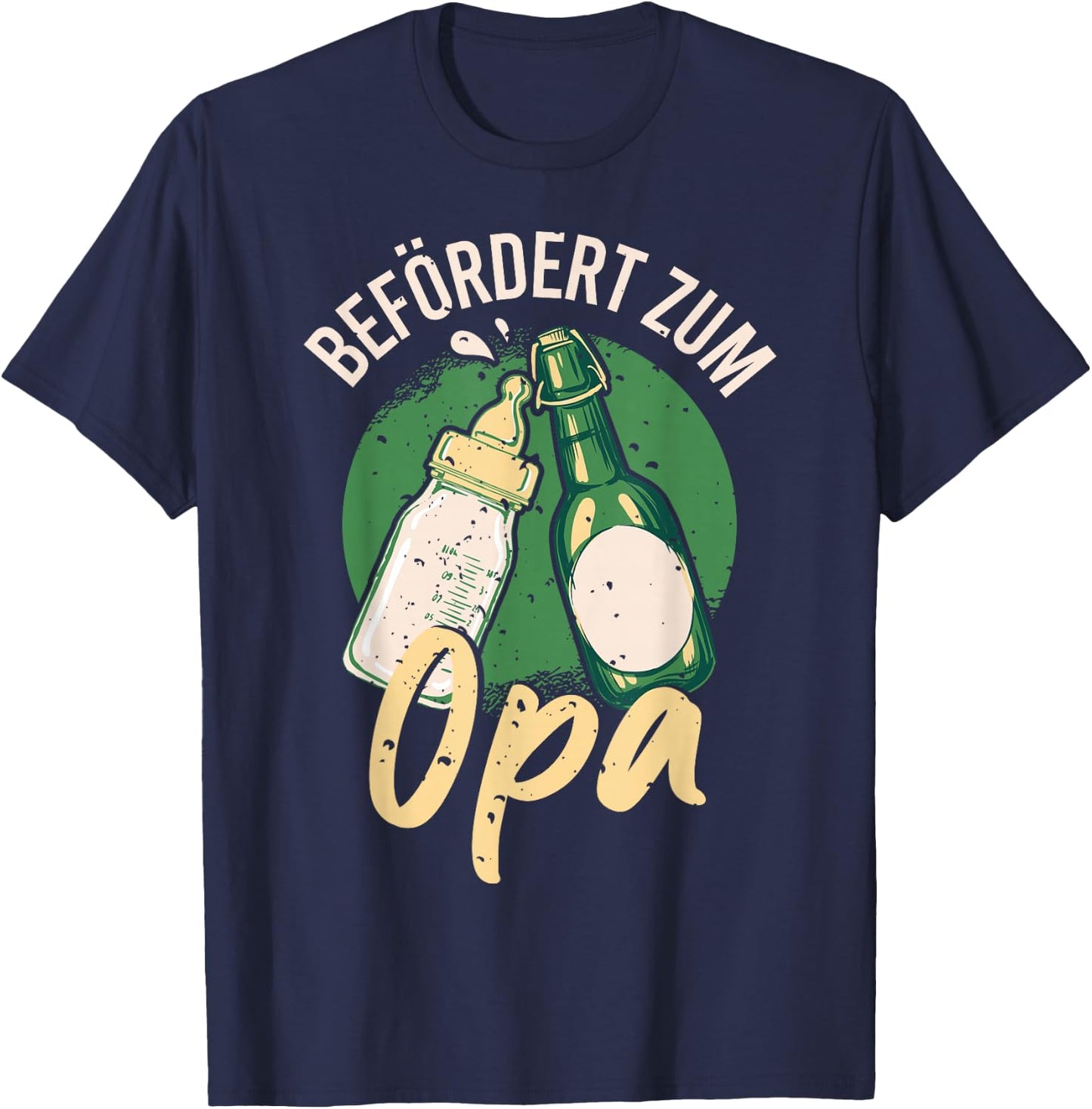 Men's with German Text "Zum Opa Befört, black T-Shirt - T-Shirt | Navy