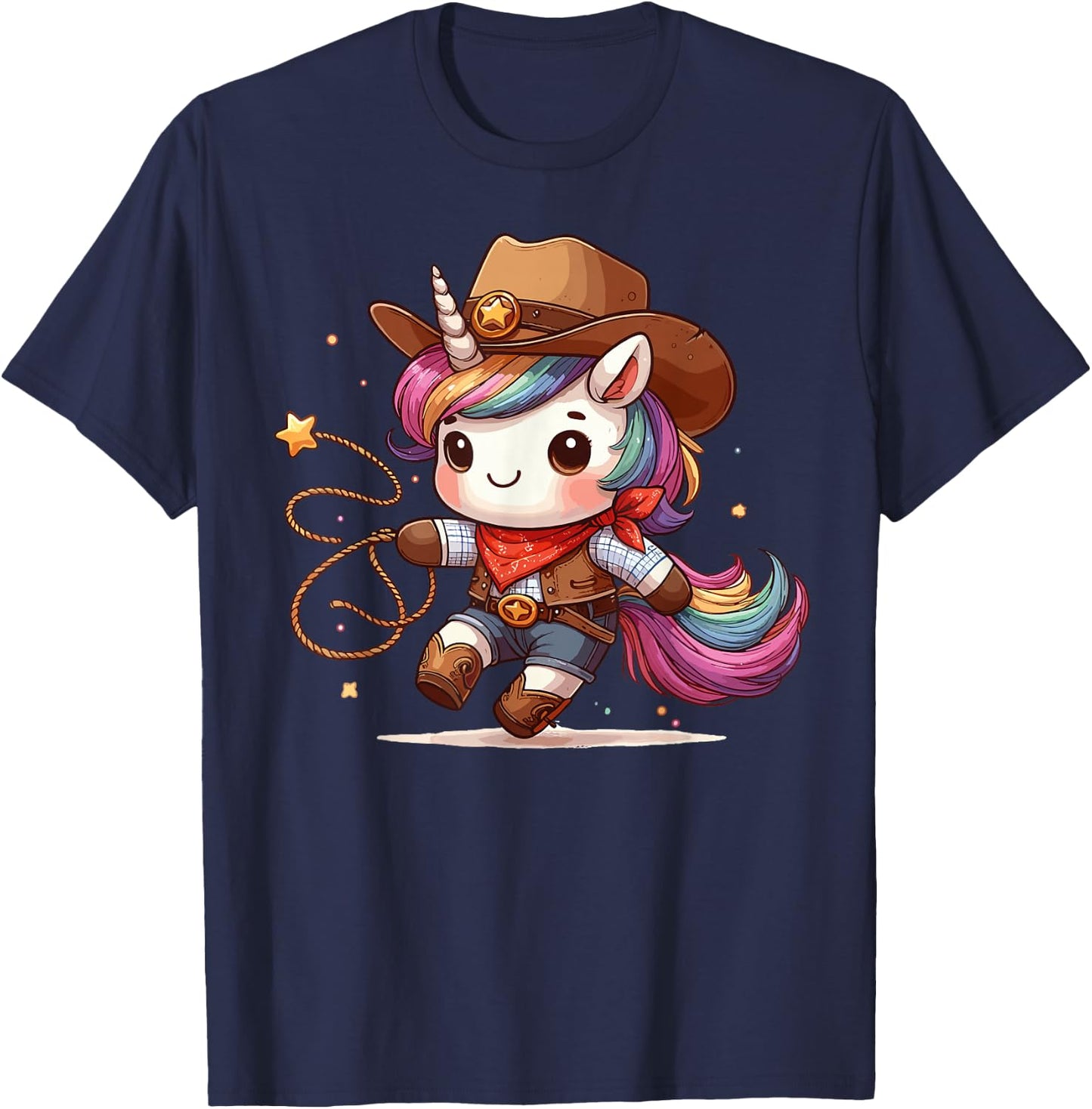 Western Rodeo Cowboy Hat Unicorn Texas Animals T-Shirt - T-Shirt | Navy