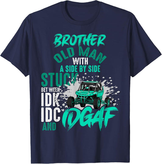 Funny UTV Brother Old Man With Side By Side Adventure Trip T-Shirt - T-Shirt | Navy