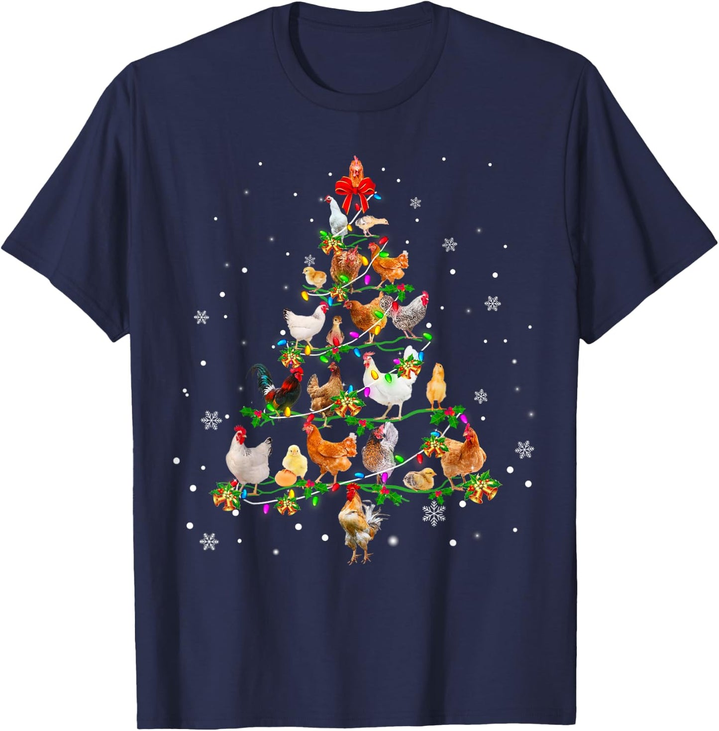 Chicken Christmas Tree Ornament Decor Xmas T-Shirt - T-Shirt | Navy