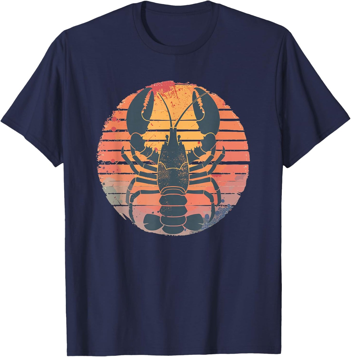 Retro Sunset Lobster T-Shirt - T-Shirt | Navy