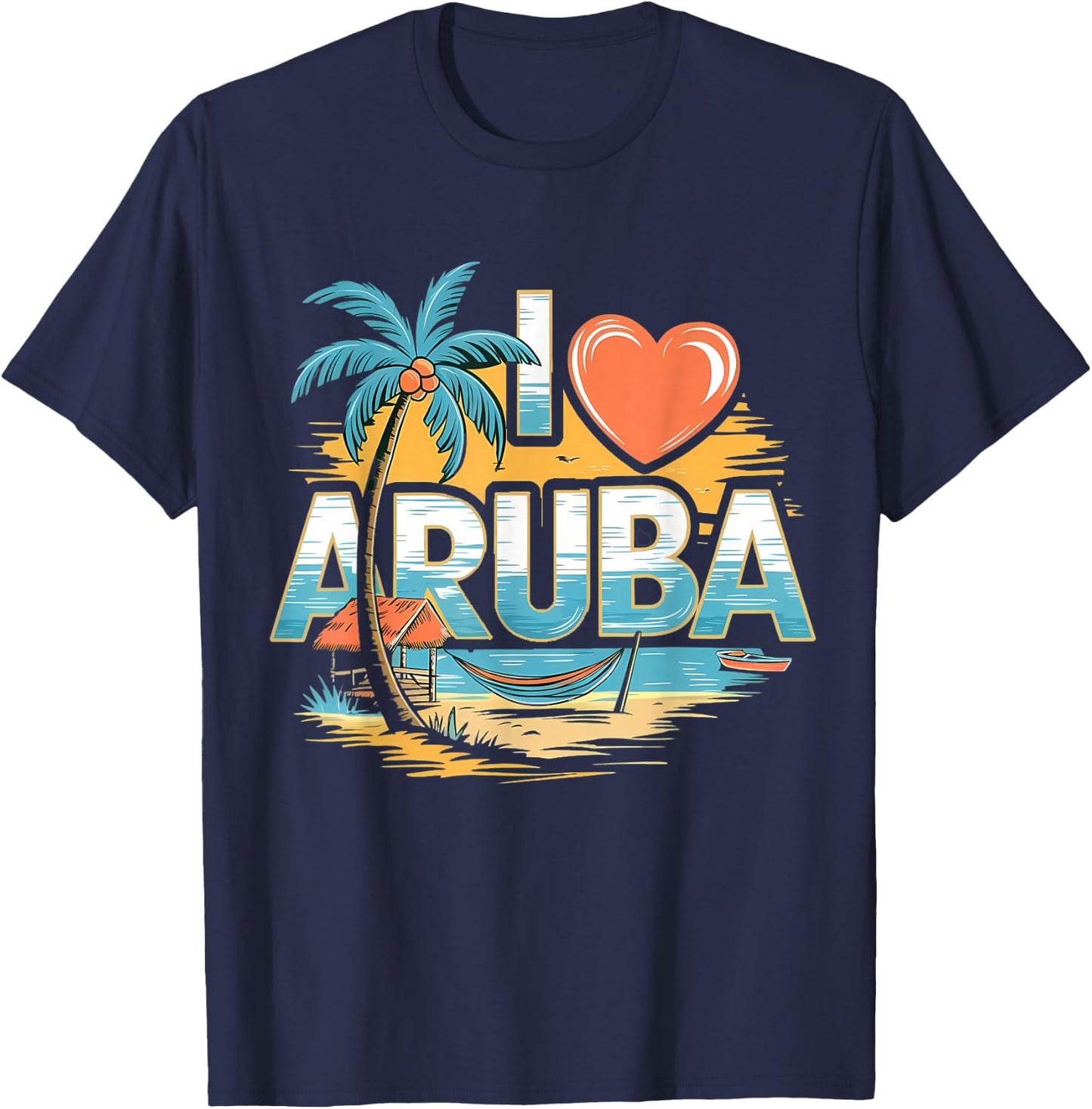 I Love Aruba Souvenir T-Shirt - T-Shirt | Navy