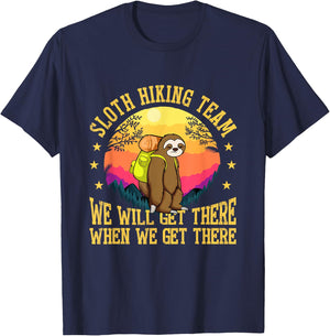 Sloth Hiking Team We Will Get There When We Get There T-Shirt - T-Shirt | Navy