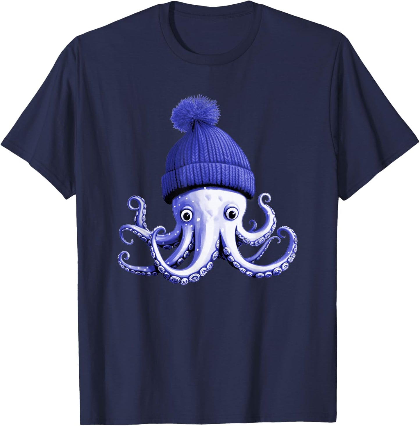 Cephalopod Octopus Lover Chilling Purple Cap Novelty Apparel T-Shirt - T-Shirt | Navy