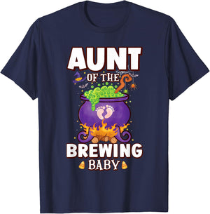 Spooky Aunt of Brewing Baby Halloween Theme Baby Shower T-Shirt - T-Shirt | Navy