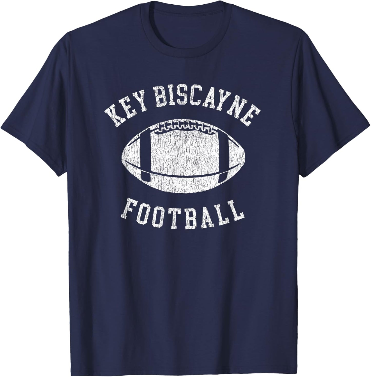 Key Biscayne Football Distressed Vintage 80's Throwback Clas T-Shirt - T-Shirt | Navy