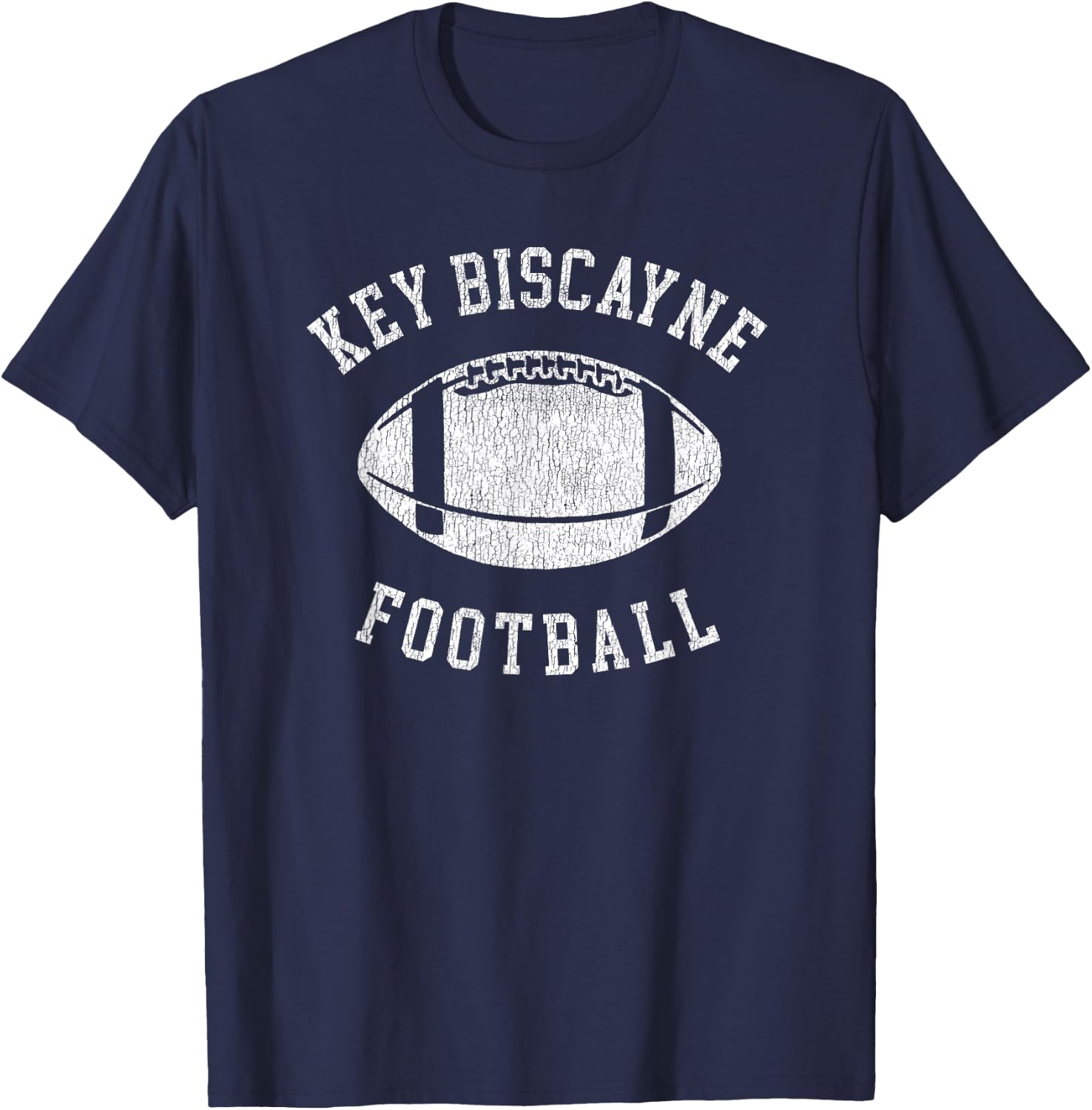 Key Biscayne Football Distressed Vintage 80's Throwback Clas T-Shirt - T-Shirt | Navy