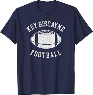 Key Biscayne Football Distressed Vintage 80's Throwback Clas T-Shirt - T-Shirt | Navy