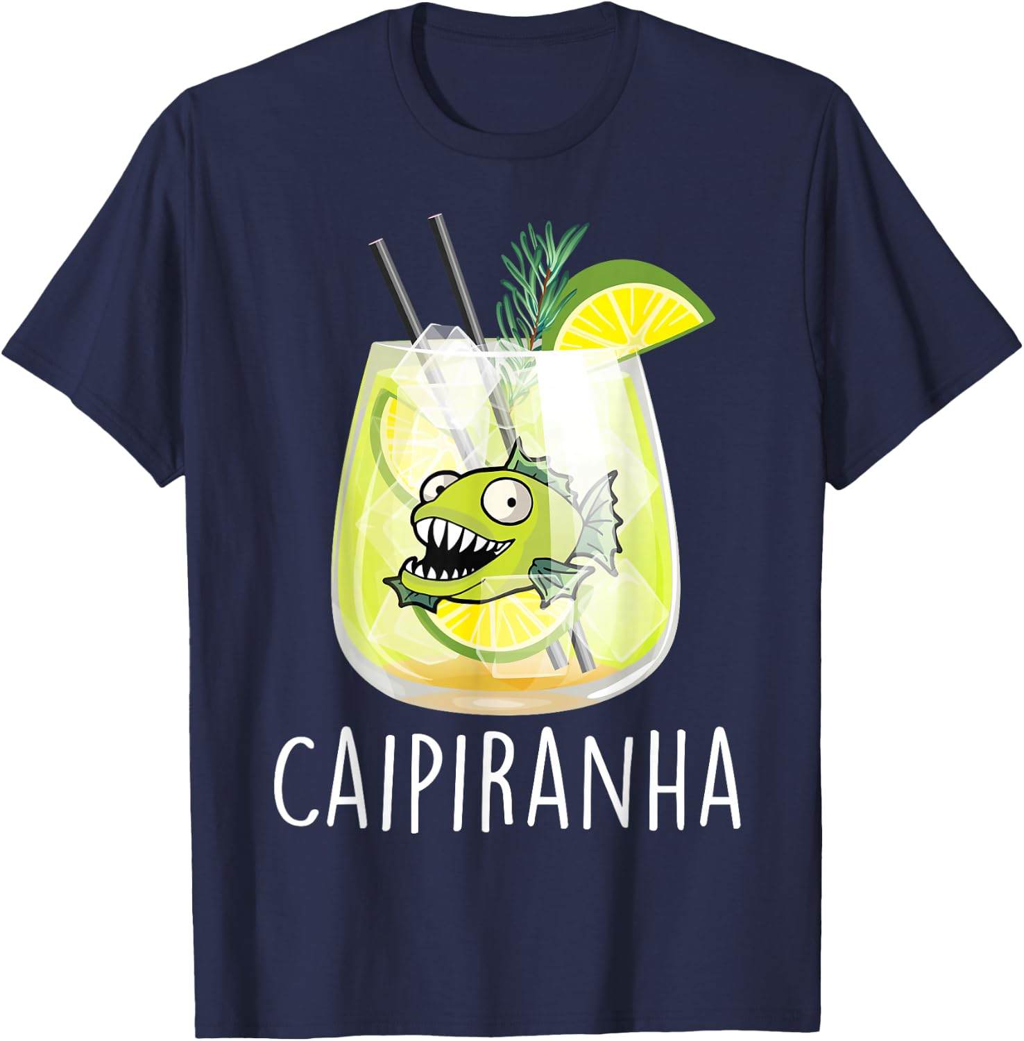 Caipiranha I Caipirinha Piranha Cocktail JGA Fun Caipi Fish , black T-Shirt - T-Shirt | Navy