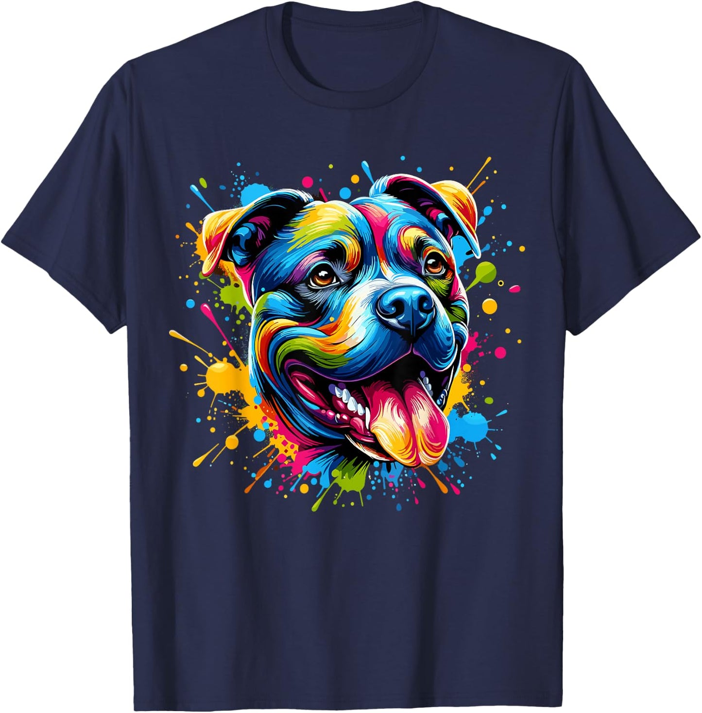 Pit Bull Dog Lover Colorful Pitbull T-Shirt - T-Shirt | Navy