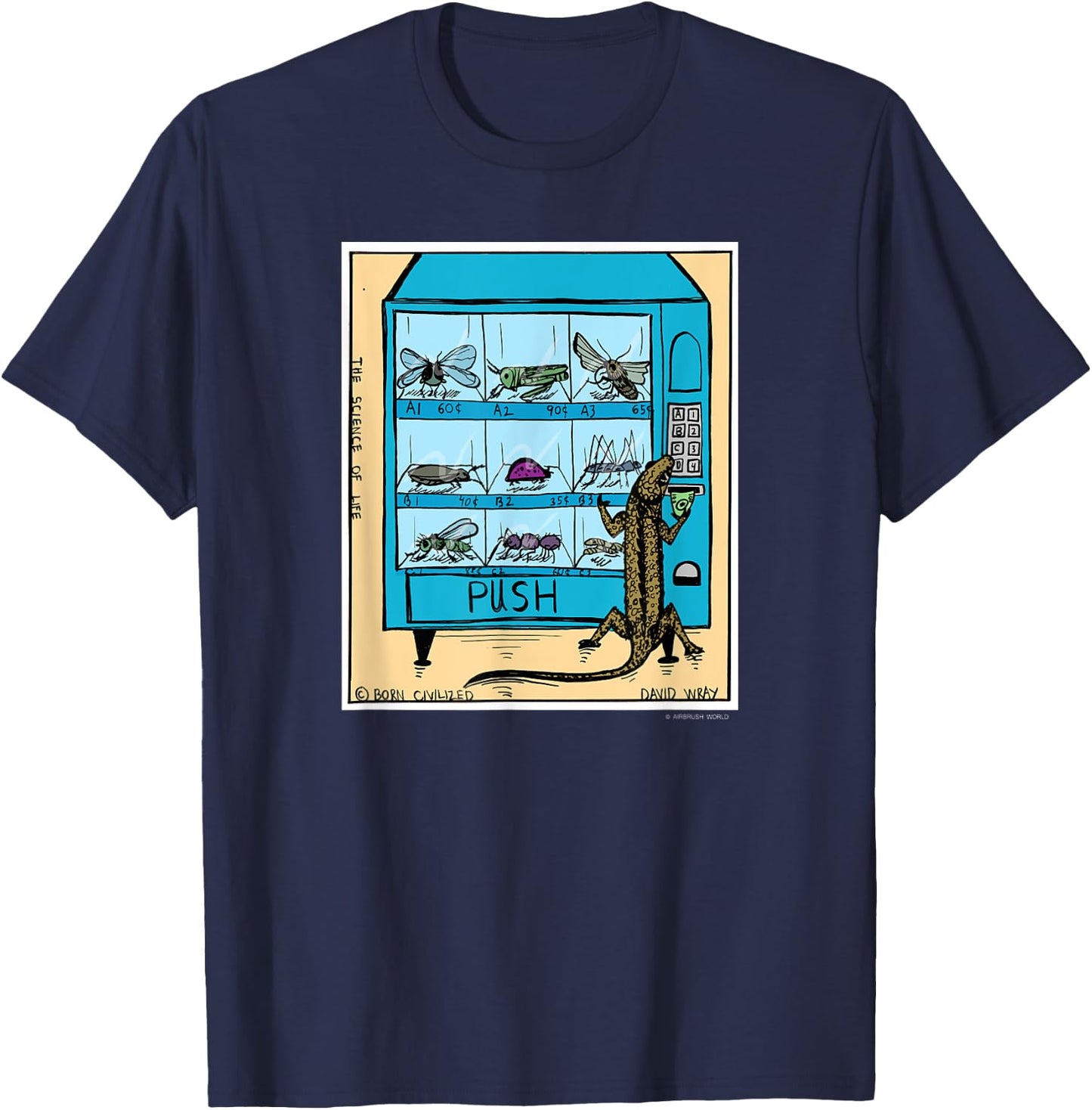 Reptile Vending Machine Funny Lizard Novelty Gift T-Shirt - T-Shirt | Navy