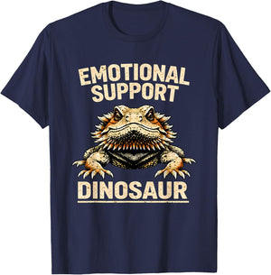 Emotional Support Dinosaur Bearded Dragon Lizard Pet Funny T-Shirt - T-Shirt | Navy