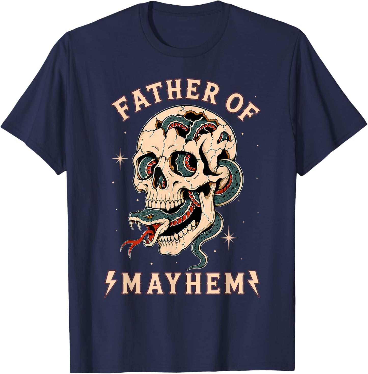 Father of Mayhem Men Dad Funny Father's Day Men Dad Gifts T-Shirt - T-Shirt | Navy