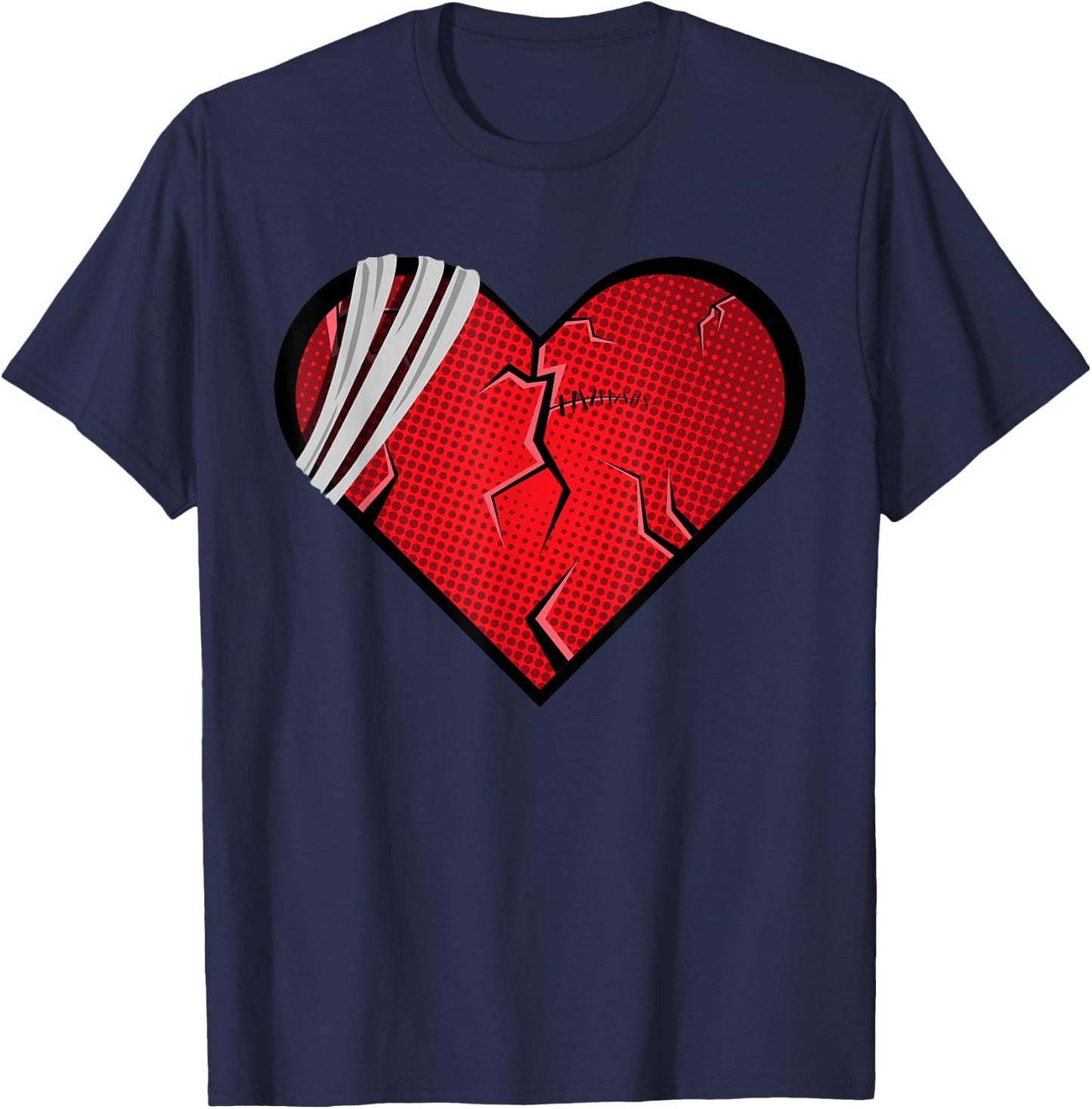 Broken Heart Love Sad Heartbreak Up Valentine's Day T-Shirt - T-Shirt | Navy